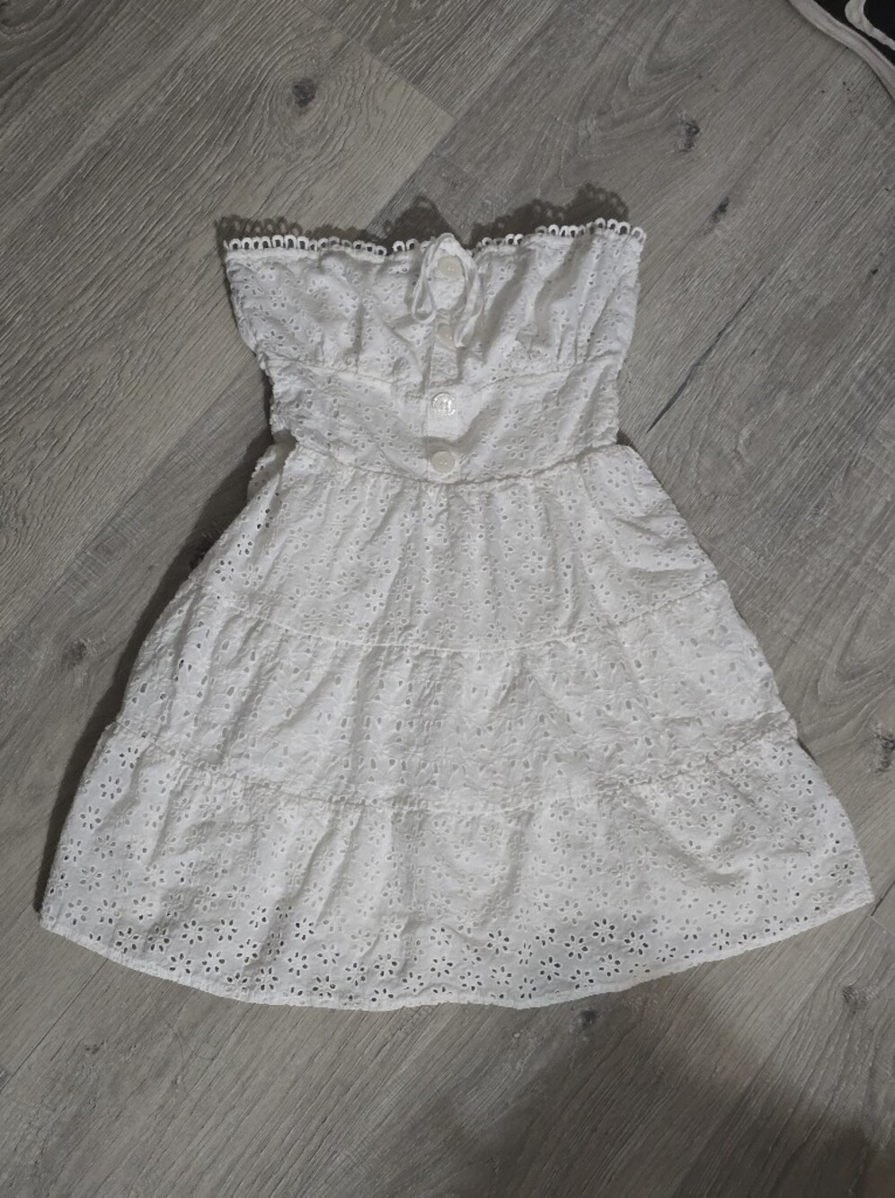 Forever 21 White Strapless Broderie Midi Dress